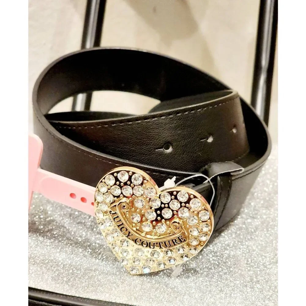 Juicy Couture Logo Rhinestone‎ Heart Buckle Belt